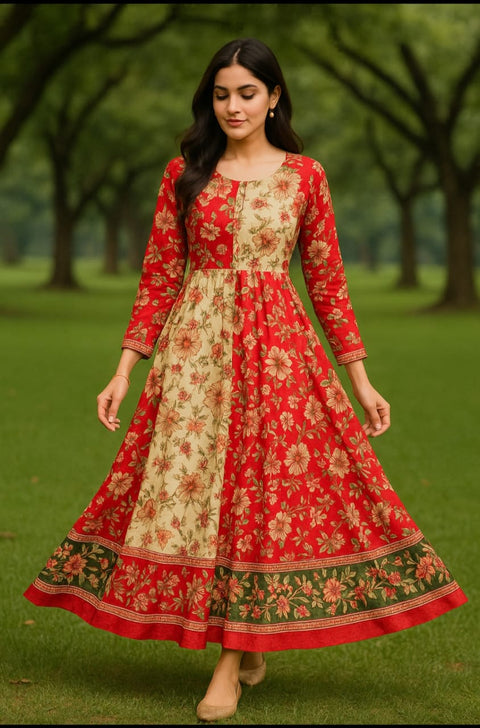 Shahi Malbusat – Luxury Lawn 3-Piece Suit (Floral Red & Beige)