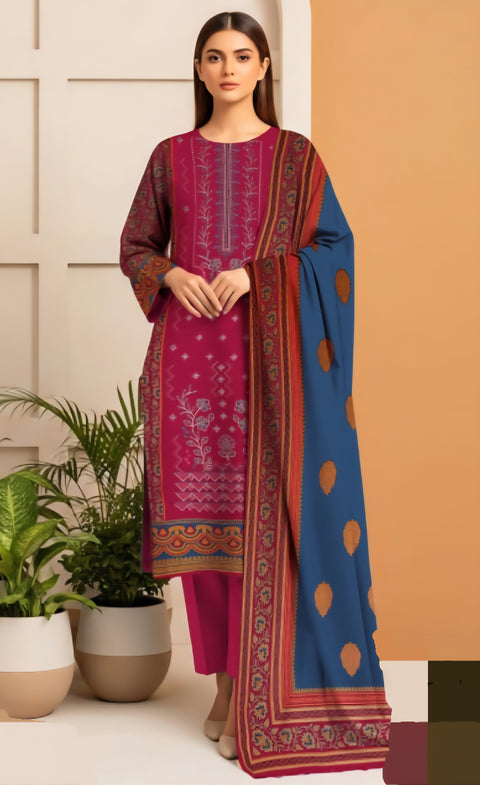 3pices embroided premium linen unstitch