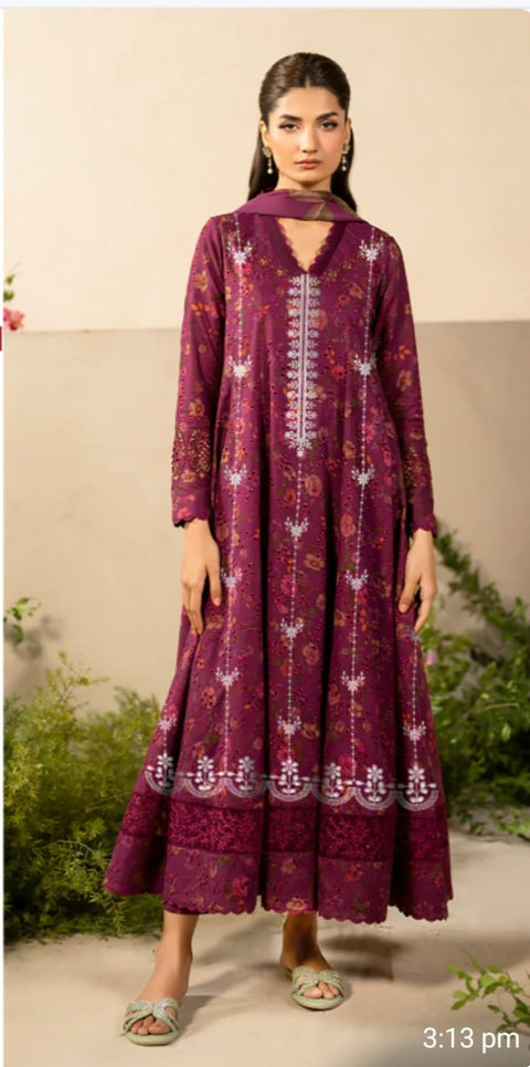 3-piece embroided premium linen unstitch