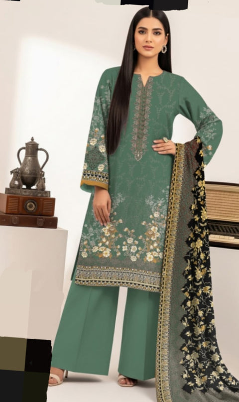 3-piece embroided premium linen unstitch